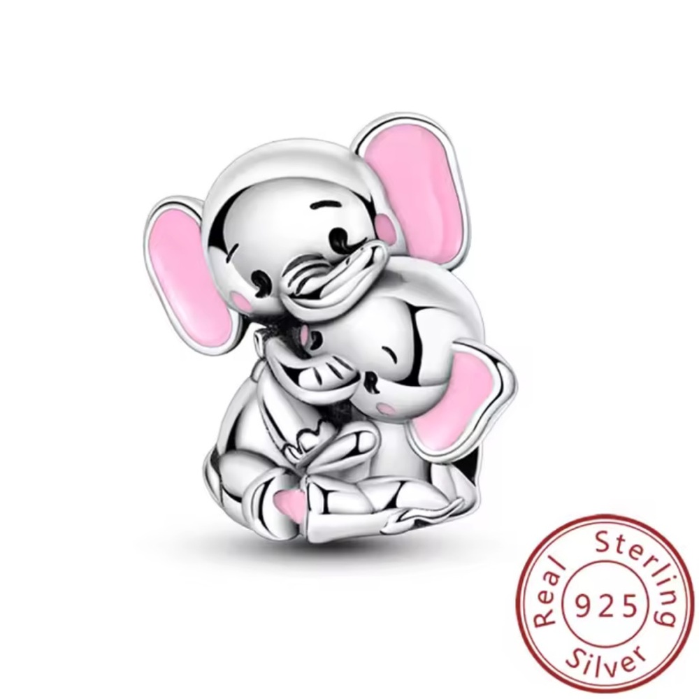 NWOT Mother & Baby Elephant Hug Charm Sterling Silver 925